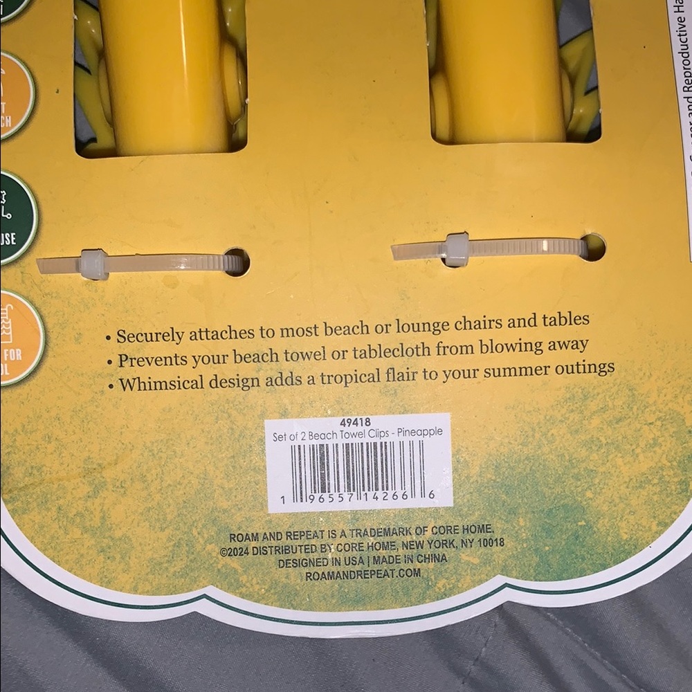 ROAM Pineapple Towel or Tablecloth Clips - Yellow and Green - Picture 4 of 6